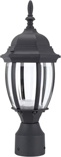 LIT-PaTH LED Outdoor Post Lighting Fixture Pole Lantern 9.5W 800 Lumens 5000K Daylight White Aluminum Housing Plus Glass Matte Black Finish 1-Pack
