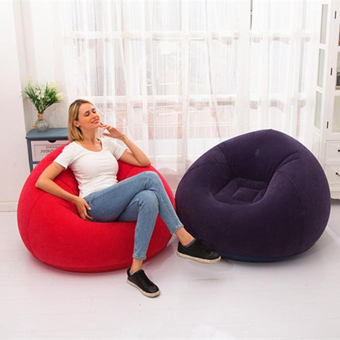 Inflatable Couch Air Sofa &amp Chair Set - Ultra-Comfortable Portable Outdoor Furniture for Camping Beach Pool Home Bar - Includes Pump Durable &amp StylishBrownSet of 1