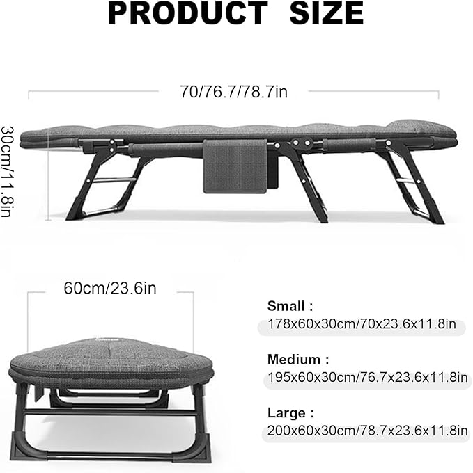 Portable Folding Adult BedCamping Cot Portable Camp Bed Cots for Adults 6-Position Adjustable Folding Cot Folding Chaise Lounge Chair Heavy Duty Supports 352 lbs Perfect for Camping