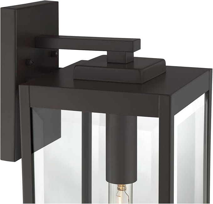 Quoizel Westover 20 Outdoor Wall Sconce 1-Light Western Bronze with Clear Beveled Glass E26 Base Wet Rated
