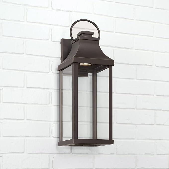 Capital Lighting 946421OZ-GL Bradford Night Sky Clear Glass Rectangular Outdoor Wall Lantern 1-Light 7 Watt 21 H x 7 W Oiled Bronze