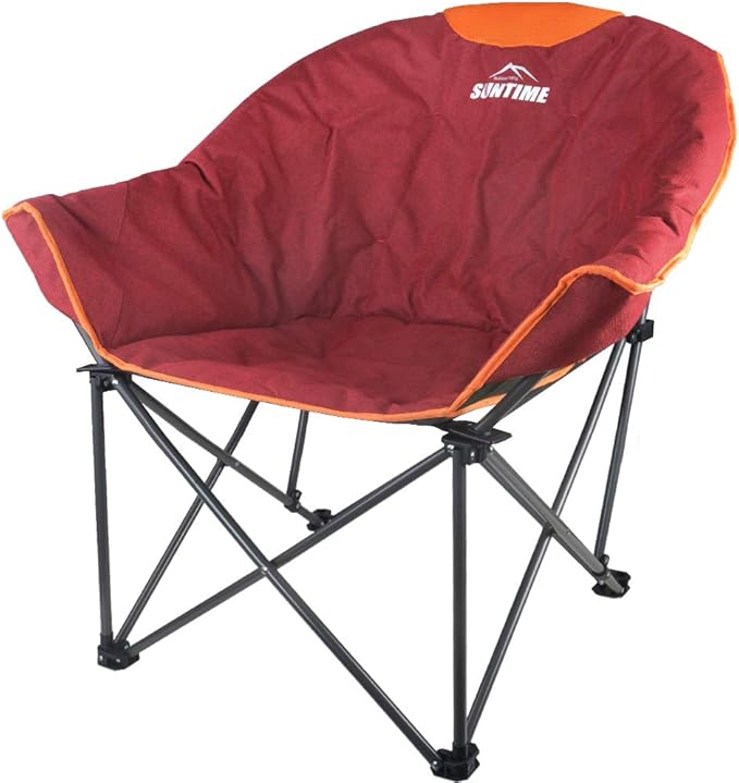 OUTDOOR LIVING SUNTIME Sofa Chair Oversize Padded Moon Leisure Portable Stable Comfortable Folding Chair for Camping Hiking Carry Bag…