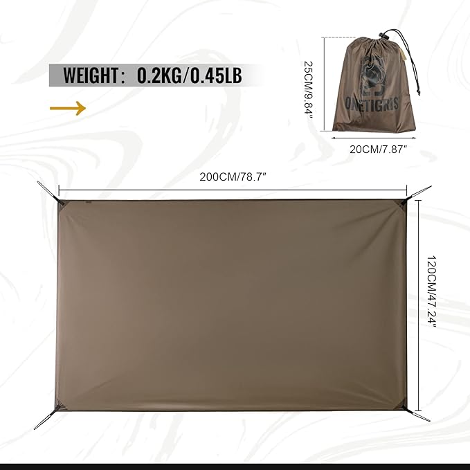 OneTigris 2 Person Footprint for Backpacking Tent 2000mm Waterproof Rating 78.7x47.24