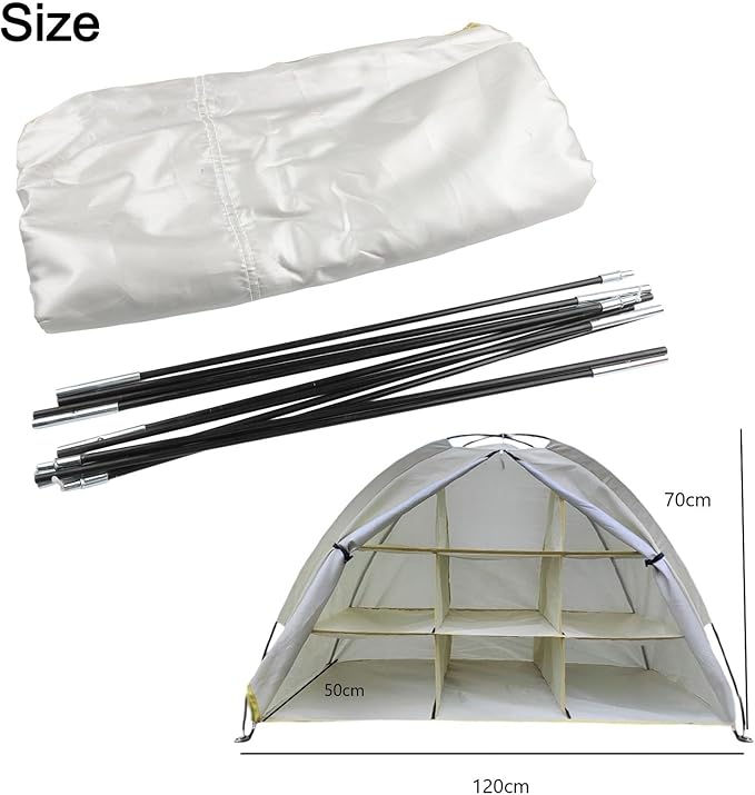 Camping Storage Tent with 9 Shelves for Shoes and Camping Gear Organization Cabinet Waterproof Portable Oxford Cloth for Hiking