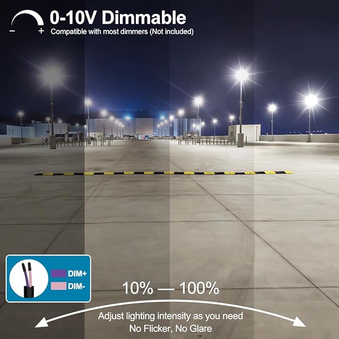 150W LED Parking Lot Light with Photocell Outdoor Dimmable LED Pole Lights with Slip Fitter &amp Arm Mount in 1 22500LM 5000K 100-277V IP65 150W/100W/80W Power Tunable ETL