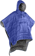 Gaorui Winter Poncho Coat Outdoor Camping Warmth Small Quilt Blanket Water-resisitant Sleeping Bag Cloak Cape with Hat for Adult (Blue)