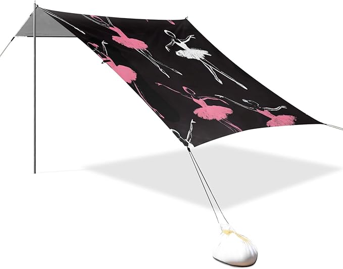 White Ballet Dancer Pattern Camping Sun Shelter Beach Tent Portable Beach Sun Shade Outdoor Canopy for Camping Trips Fishing Picnic