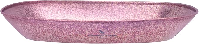 iBasingo Titanium Camping Plates 10 / 9 Lightweight Portable Metal Service Dishes Outdoor indoor Single-layer Durable Bread Dessert Vegetables Fruit Chips Dinnerware (Pink Ti1114T-L)