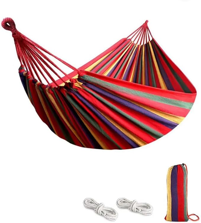 Brazilian Double Cotton Hammock! 2 Free Carabiners Included! Soft Breathable and Easy to Carry! Relax by The Water at The Park or in Your Backyard! Indoors or Outdoors! Large Size!