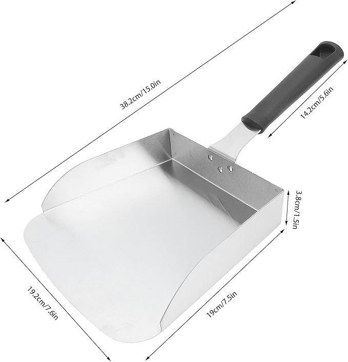 Stainless Steel Food Shovel | Wide Griddle Scoop for Burgers/Stir Fry/Bagged Foods | Ergonomic Handle Non - Marring Perimeter Commercial &amp Home Kitchen Use