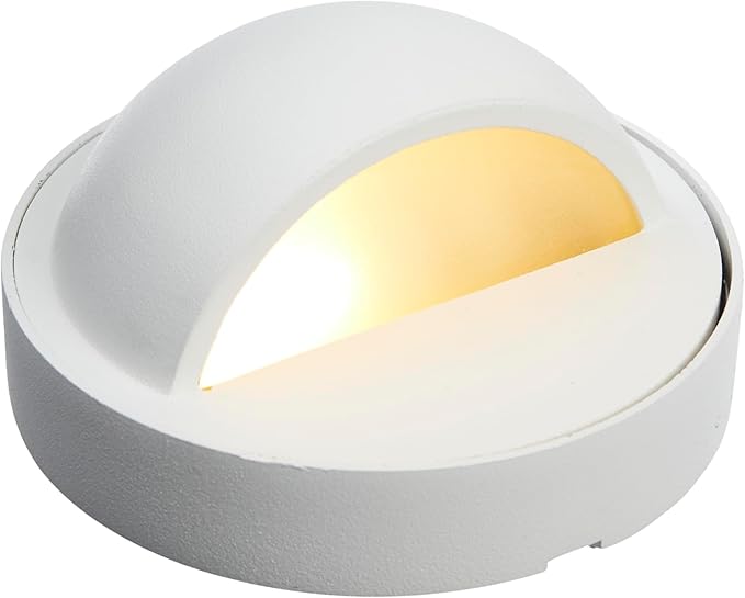 VOLT Cast Brass 12V Deck Light (White) with 3W 2700K Warm White G4 LED Bulb for Low Voltage Landscape Lighting on Outdoor Patio Railing Step Fence &amp Dock