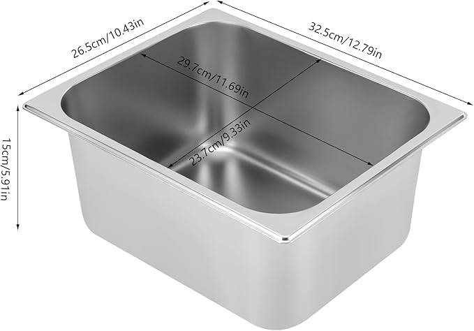1 Set 1/2 Size Stainless Steel Steam Hotel Pan Steam Table Pan Food Service Pan for Party Kitchen Restaurant Hotel w/Perforated Pan + Lid
