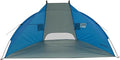 BS-002 Outdoor Portable Canopy Beach Waterproof Windproof Shelter Sun Shade Tent with 2 Mesh Sand Pockets Carry Bag and Stakes Blue