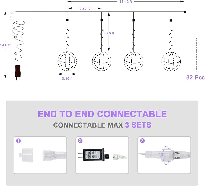 Christmas String Lights Outdoors4 Pack 11.81 Sphere LightsBall Tree Garden Globe Lights for Home Party Christmas Porch PatioWedding GardenTree Decoration with Plug