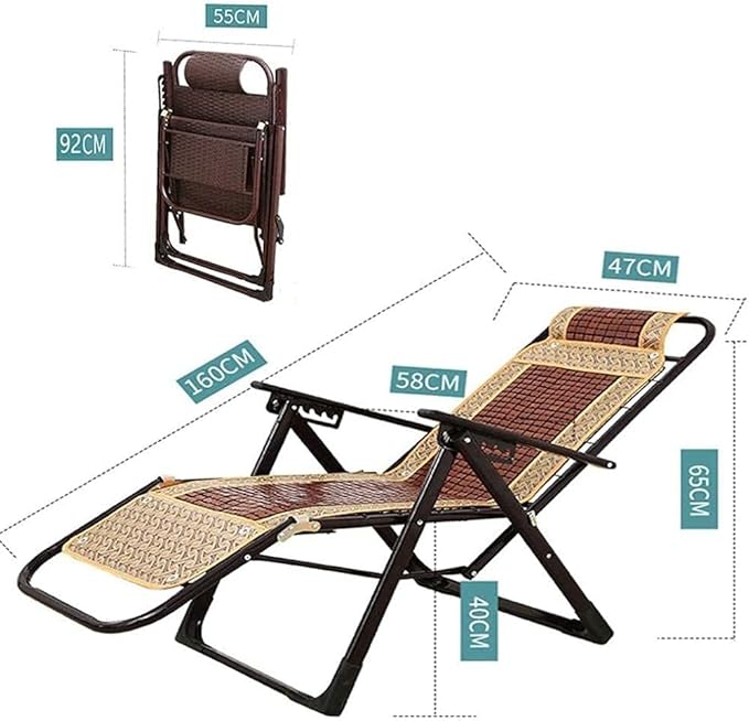 FWZJ Folding Lounger Recliners Zero Gravity Sun Lounger Chair Adjustable Heavy Duty Reclining Sun Lounger Chair for Office Lunch Break Chair Camping Patio Lawn Outdoor-B (A)