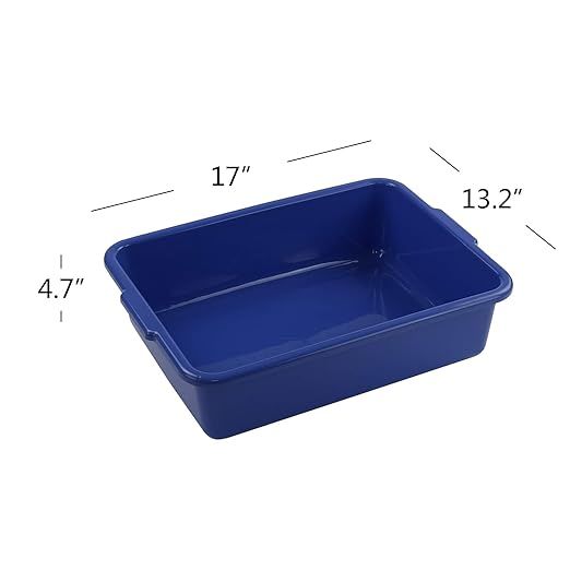 Xyskin 4-Pack Commercial Bus Tubs Box/Tote Box Stackable Plastic Utility 13 Liter Storage Bin with Handles Dish Wash Basin Tub Pans Blue