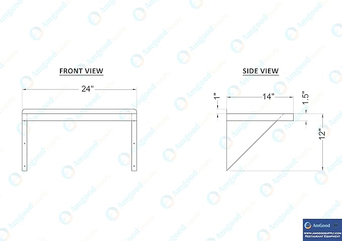 AmGood 14 x 24 Stainless Steel Wall Shelf | Appliance &amp Equipment Metal Shelving | Kitchen Restaurant Garage Laundry Utility Room | Heavy Duty | Squared Edge | NSF Certified