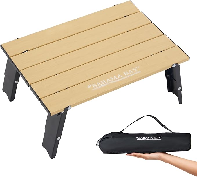 Old Bahama Bay Ultralight Aluminum Mini Table 66lbs/30kg Weight Capacity Foldable Small Beach Table with Retractable LegsSuitable for Picnic Camping Outdoor Hiking