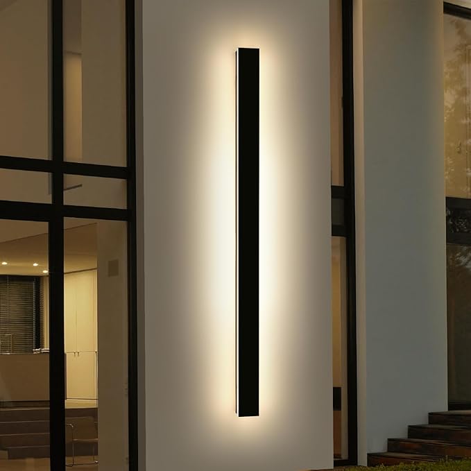 Modern Outdoor Wall Light 71inch LED Wall Sconce 3000K Warm White IP65 Waterproof Exterior Lighting AC 85-265V Black Aluminium Minimalist Long Wall Lamp for Patio Garage Yard
