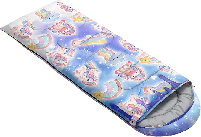 AILONEN Cartoon Camping Sleeping Bag for Boys Girls AdultsLightweight &amp Waterproof3 Season Warm &amp Cold WeatherPortablePrinted Sleeping BagTravelingCampingHiking