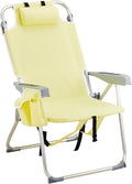 Tall Beach Chairs for Adults 5-Position Reclining Backpack Beach Chair with Cooler &amp Storage Pouch Portable Lightweight Folding Beach Chair with Aluminum Frame &amp Cup Holder Supports 220lbs