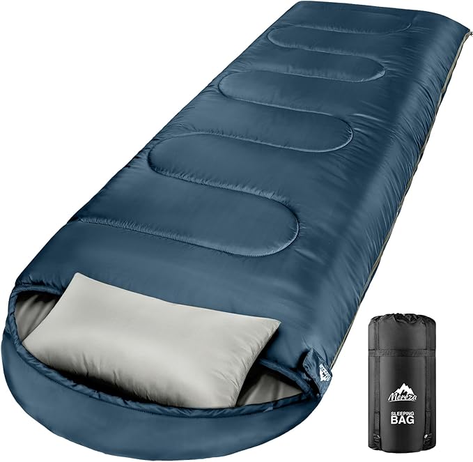 MEREZA 0 Degree Winter Sleeping Bag for Adults Kids with Pillow Cold Weather Sleeping Bag for 4 Season Camping Hiking Backpacking Sleeping Bags for Big and Tall