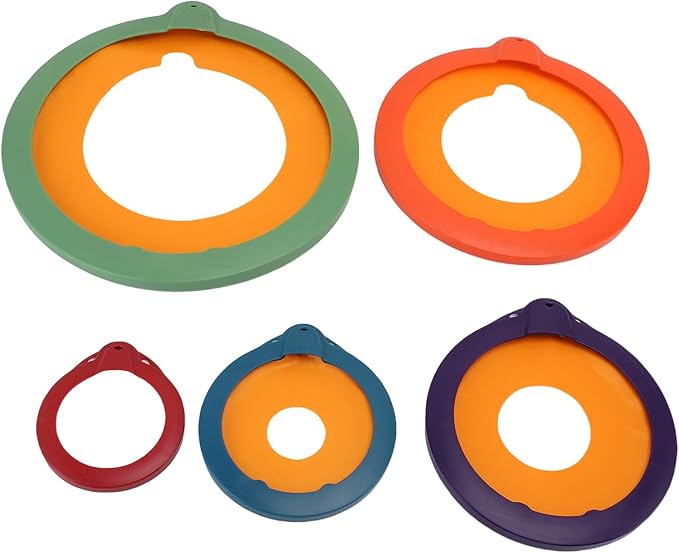 Reusable Food Storage Covers 5 Pack Plastic Sealing Lid Set Round Airtight Bowl Lids Microwave Splatter Guard for Containers Pots Cups