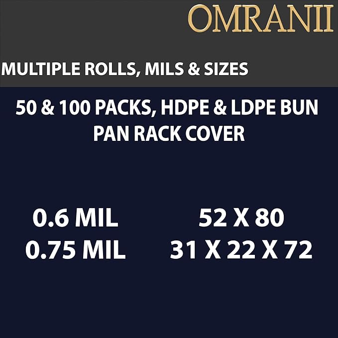 HDPE Bun Pan Rack Cover 0.6Mil 52 X 80 &amp 50 Rolls | Durable Pack &amp Economical High Density Protective Covers for Bakery Racks | Sturdy Easy Storage &amp Improves Baking Quality