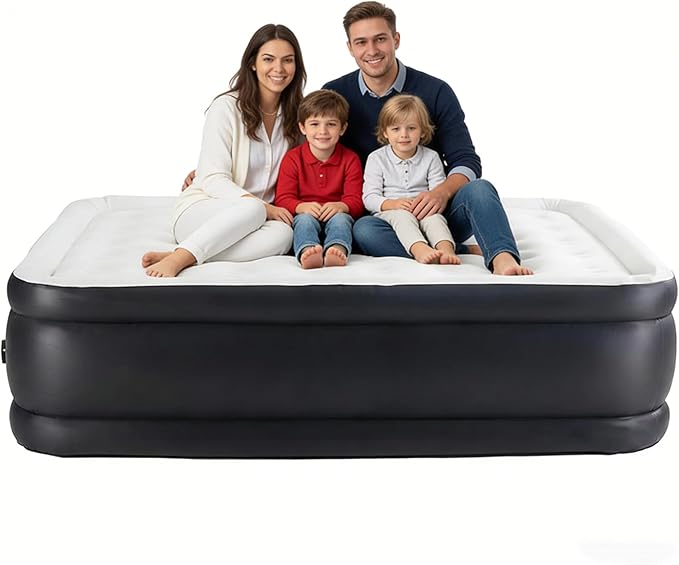 Simple Deluxe Camping Air Mattress with Built-in Electric High-Speed Pump Blow Up Inflatable Airbed with Carrying Bag for Home Guests &amp Travel Waterproof Foldable Portable