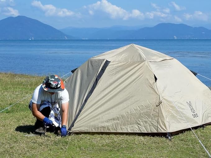 DOD Duo 1Pull Tent - 2 Person Breathable Polycotton Inner Tent - Waterproof Instant Setup Dome Camping Tent with Enclosed Awning - Easy Pop Up - Tan