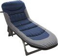 Folding Camping Cot for Adults with Adjustable Backrest &amp Pillow Portable Lounge Chair Bed 6-Position Recliner Waterproof Outdoor Cot Supports 450lbs Includes Side Pocket (Blue)