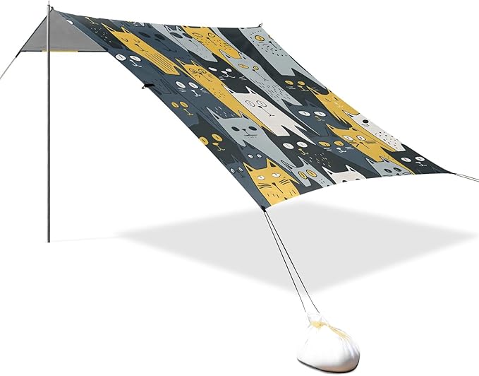 Texture of A Crowd of Cats Camping Sun Shelter Beach Tent Portable Beach Sun Shade Outdoor Canopy for Camping Trips Fishing Picnic