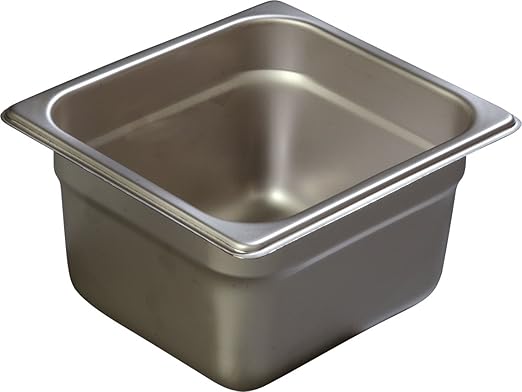 Carlisle FoodService Products DuraPan Food Pan 1/6 Size Stainless Steel Container for Storing and Serving Food in Commercial Kitchen 1.6 Qt 6 Count