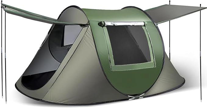 Instant Pop Up Tent Automatic Easy Setup Outdoor Waterproof Windproof Family Tent Upgraded 2 Doors Vestibule Sun Shelter for 2-3 People Outdoor CampingTravellingHiking BeachGreen