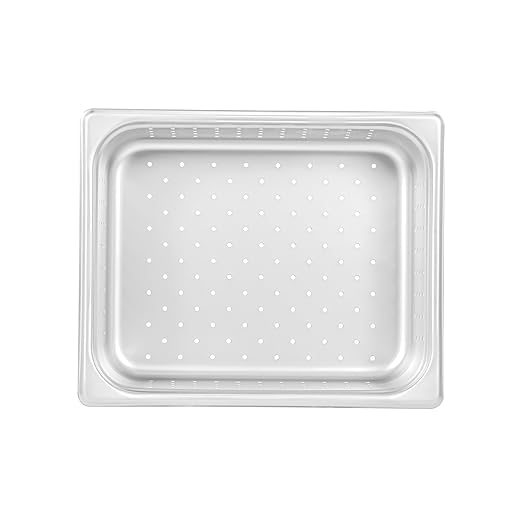 Restaurantware Steam Table Pan 6 Pack of Half Size Stainless Steel Perforated Hotel Pan Anti-Jam 4 Inch Deep Silver Commercial Kitchen Pan 24 Gauge