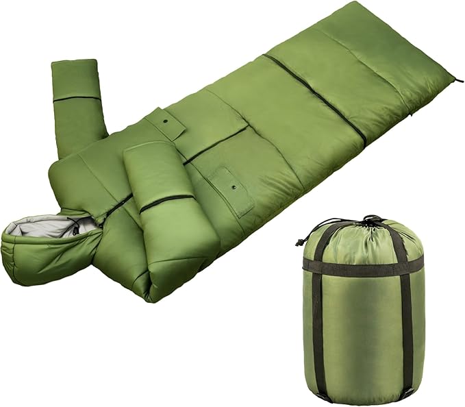 Wearable Sleeping Bag Adult Outdoor &amp Indoor Sleeping Bags Applicable Temperature 25℉-50℉ Designed for Camping Hiking Backpacking and Other Outdoor Adventures
