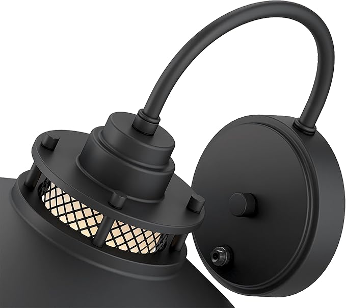 Black Farmhouse Gooseneck Barn Light Dusk to Dawn - Outdoor Wall Lantern with Photocell Sensor Porch Light Dusk to Dawn Outdoor Sconce for Barn Garage Patio E26