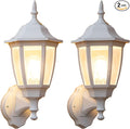 FUDESY Outdoor Wall Lantern Exterior Waterproof Wall Sconce Light Fixture White Front Porch Light Wall Mount for Garage Patio Yard FDS2542EW (Bulb Included) 2-Pack