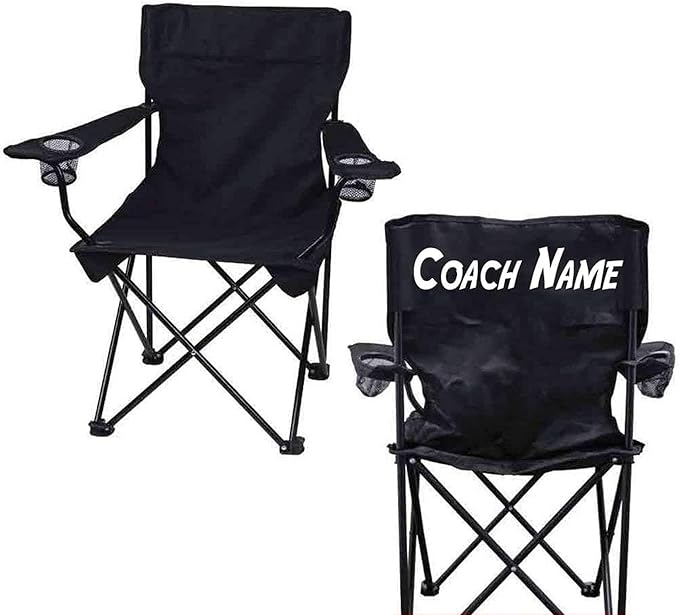 VictoryStore Custom Coach Chair- Team Gift - Custom Coach Gifts Camping Chair with Carry Bag Black