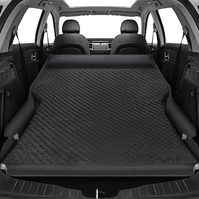 Car Inflatable Mattress for Abarth 695 Biposto 2014-2018 with Air Pump Self-Driving Camping Travel Thickened Foldable Air MattressBlack-with Pillow