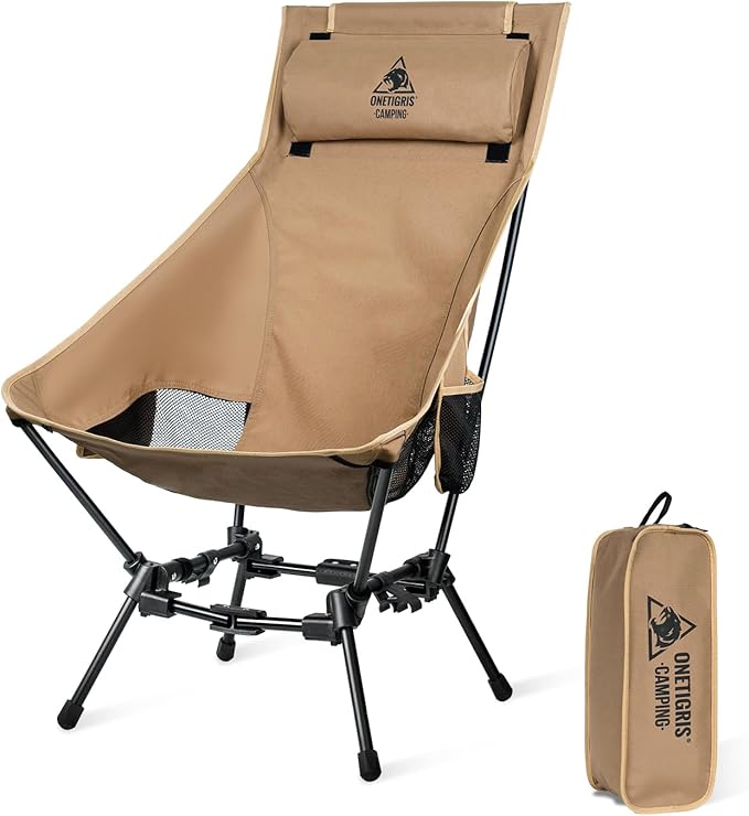 OneTigris Dragonhide Oversized Camping Chair with Pillow Design Comfortable Widened Seat Folding 275 lbs Capacity