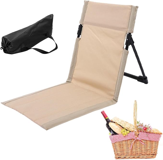 Beach Lounger - Portable Folding Travel Chair Lightweight Waterproof Sun Lounger | Adjustable Backrest Recliner Outdoor Relaxing Beach Chair for Tanning Travel Indoor and Outdoor Use
