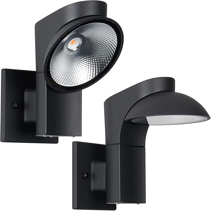 Outdoor Wall Lights 2 Packs 350-degree rotating lamp head Sconces Lights IP65 Waterproof Porch Sconces 10%-100% Dimmable 3000k 120-277V for garages balconies courtyards and entryways