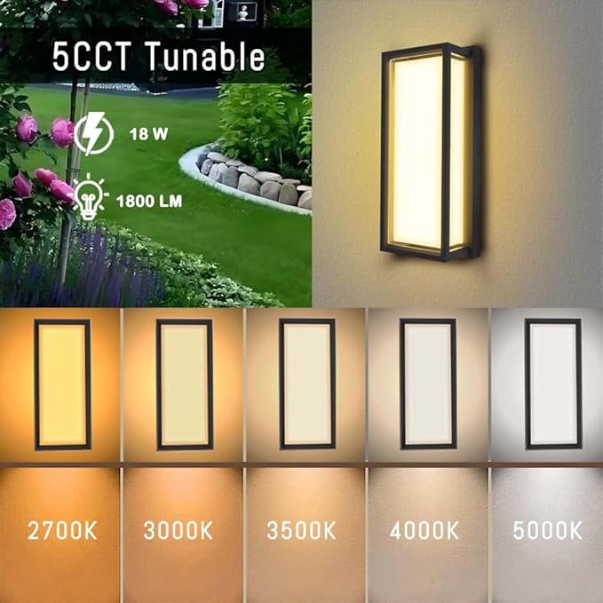 Smart Outdoor Lights Color Changing 2 Pack RGB+2700K-6500K Outdoor Wall Sconce Aluminum Exterior Lighting Fixtures Waterproof Antirust APP Control Up and Down Lights