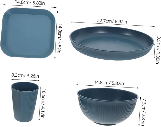 OUNONA 1set Unbreakable Dinnerware Set Stylish Plates and Bowls for Outdoor Events Lightweight Tableware for Camping and Bbq Black Dishwasher Safe