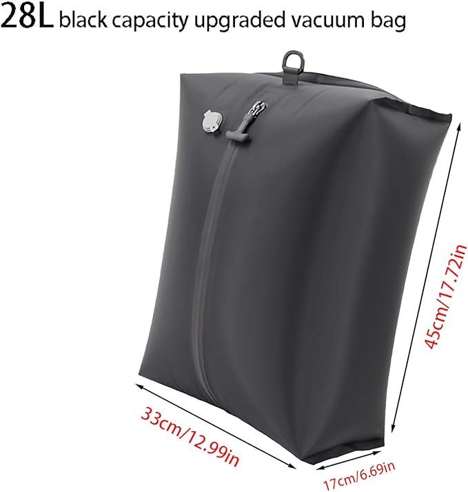 Vacuum compression bag travel storage bag portable clothing compression packaging bag waterproof and moisture-proof luggage organizer bag (Black 28L)
