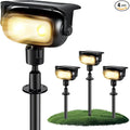 Ollny Solar Lights Outdoor Waterproof IP65 4 Pack Super Bright LED 2 Lighting Modes 360° Rotation Solar Spot Lights Outdoor Auto On/Off Landscape Lighting for Yard Garden Pathway 3000K Warm White