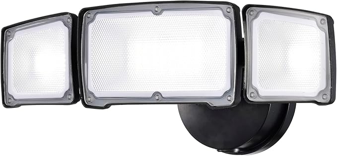 40W Flood Lights Outdoor 3800LM LED Security Light Fixture Exterior LED Flood Lights with 3 Adjustable Heads 5000K ETL Water Resistant for Garage Yard Porch Wall/Eave Mount (Black)