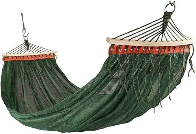 Outdoor Double Hammock Swing Bed Portable Ice Silk Mesh Hammock Lightweight Hanging Travel Hammock for Camping Hiking Picnic 200x150cm