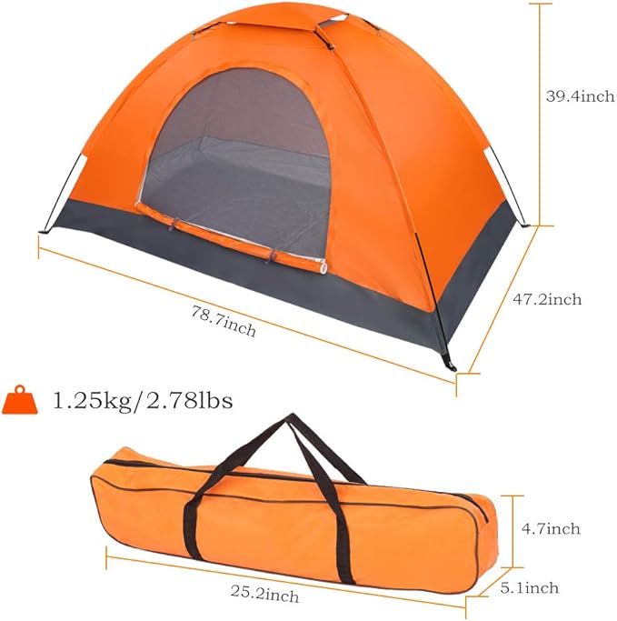 1-Person Waterproof Camping Dome Tent Outdoor Hiking Orange